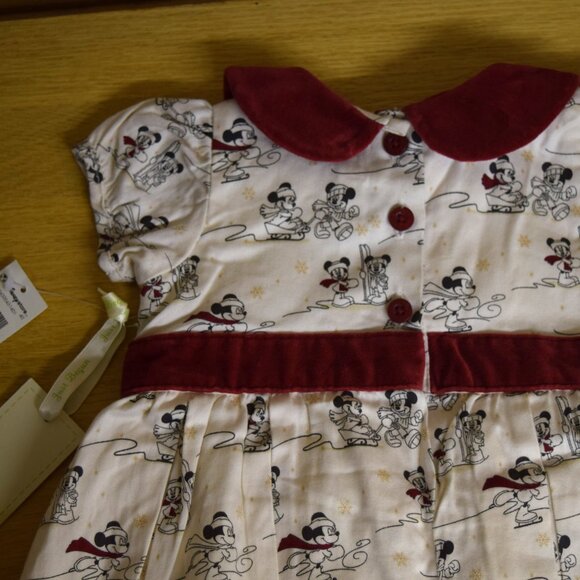 Disney Store 3-6 mo Baby Girl Dress Set Minnie Mickey Skating Winter Snow w/ TAG - Picture 6 of 8